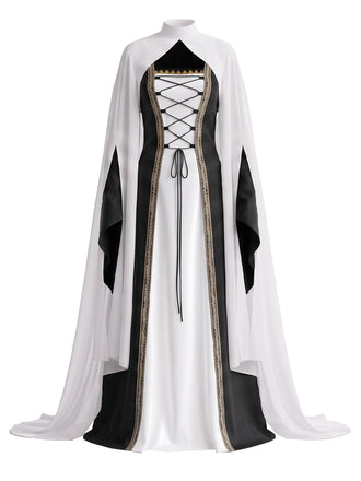 80er Halloween Hofkostüm mit Kleid und rückenfreiem Cape