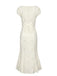 Weiß 1960er Blumen Cutout Flügelärmel Fischschwanz Kleid