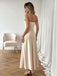 Champagneres 30er Satin-Maxikleid mit V-Ausschnitt und Raffung