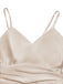 Champagneres 30er Satin-Maxikleid mit V-Ausschnitt und Raffung