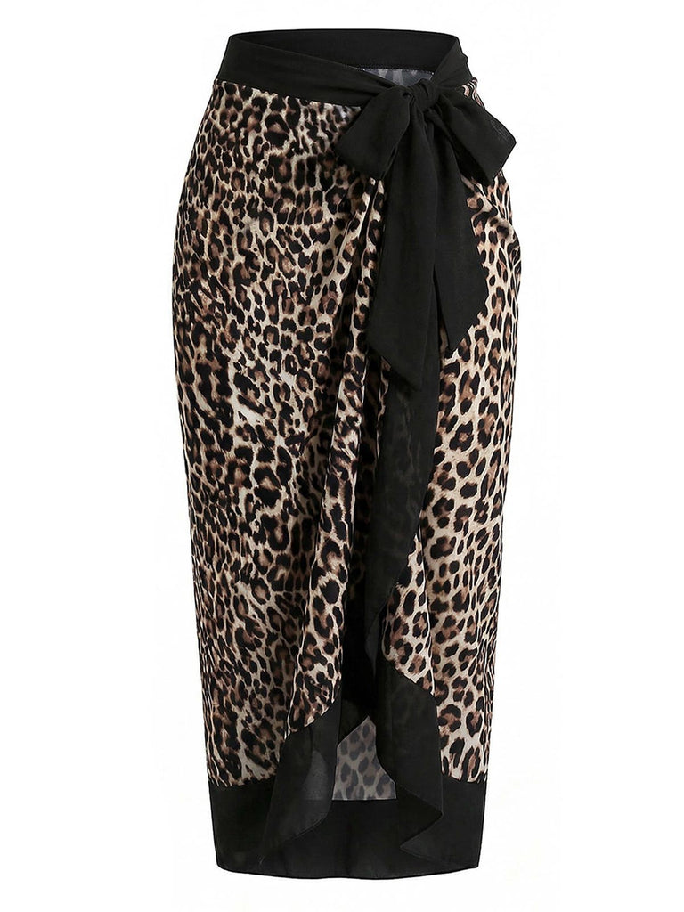 1930er Tief V-Ausschnitt Criss Kreuzen Halfter Leopard Bademode & Abdeckung Up