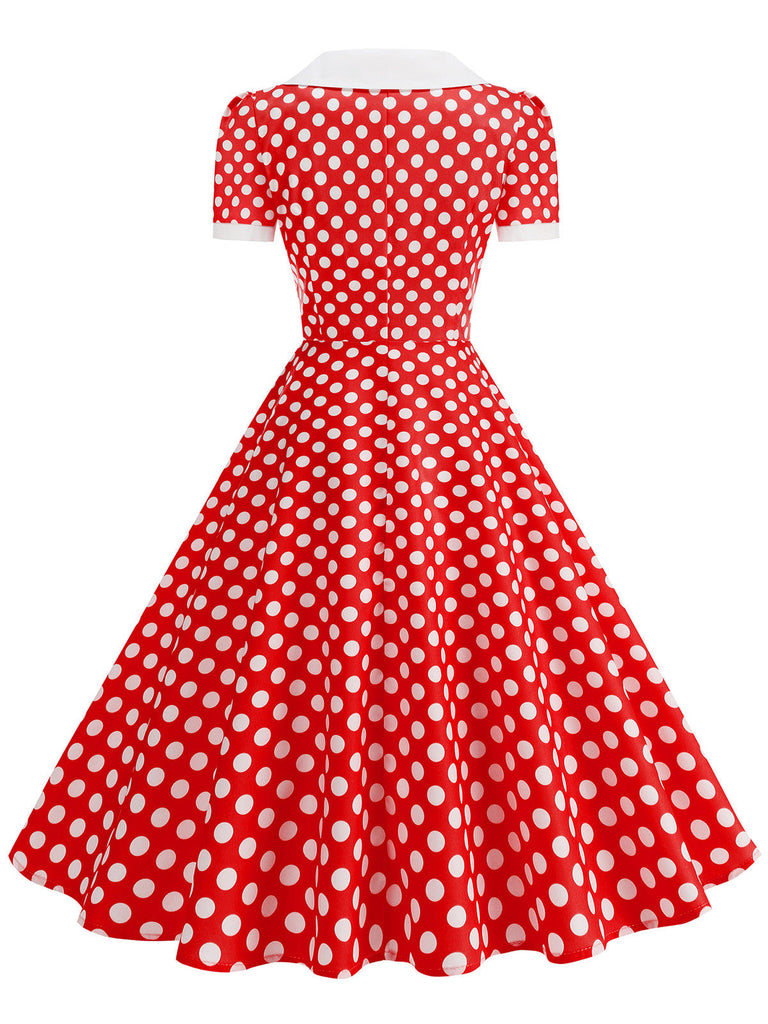50er Swingkleid mit Peter-Pan-Kragen und Polka-Dots