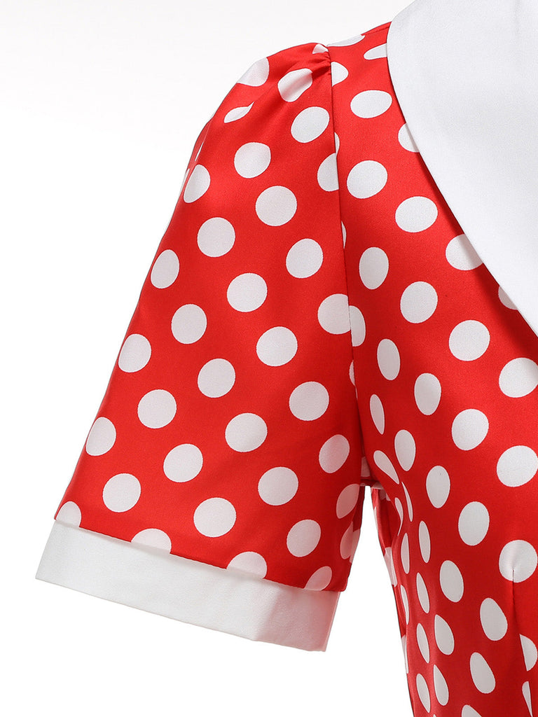 50er Swingkleid mit Peter-Pan-Kragen und Polka-Dots