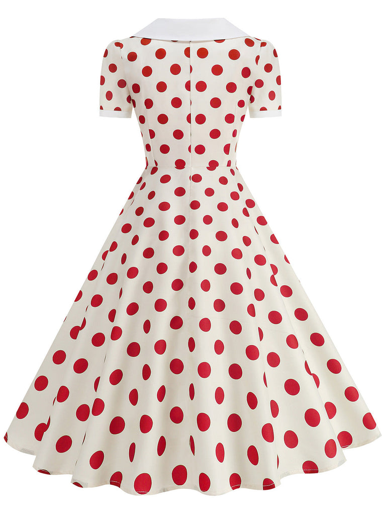 50er Swingkleid mit Peter-Pan-Kragen und Polka-Dots