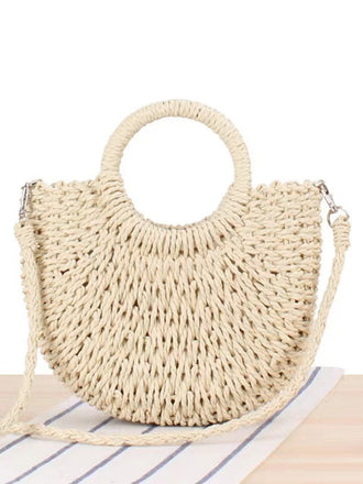 Vintage, handgefertigte, gewebte Strandtasche in Mondform