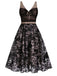 [CZ Lager] Schwarz 1950er Schmetterling Netz Nähte Kleid