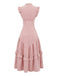 Dunkelrosaes 50er Ärmelloses Baumwoll-Swingkleid mit Leinen