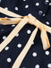 Blaues 50er Swingkleid mit Polka-Dots und Blumen