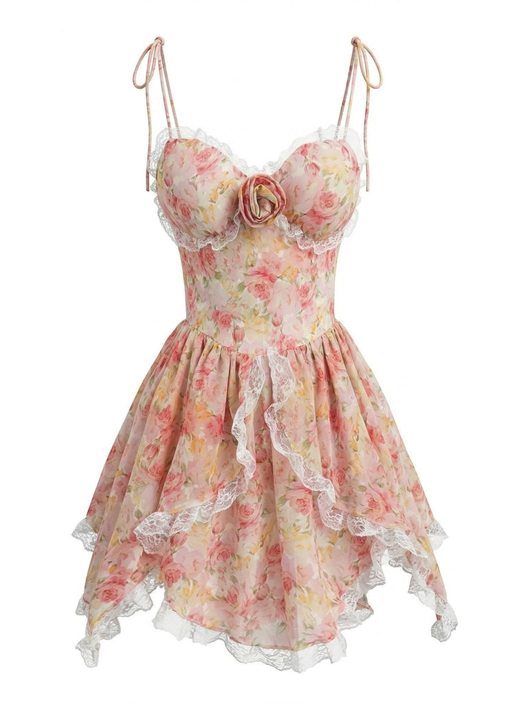 Rosa & Rosa 50er Kleid mit Blumen und Spitze