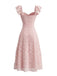 Rosa 50er Kleid mit Herzausschnitt und Rüschen