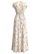 40er Maxikleid mit V-Ausschnitt und Blumen