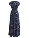 40er Maxikleid mit V-Ausschnitt und Blumen
