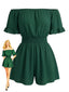 1940er Uni Schulterfrei Rüschenärmel Gesmokt Taille Romper