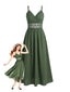 Grünes 30er Smockkleid mit Spitzeneinsatz und V-Ausschnitt