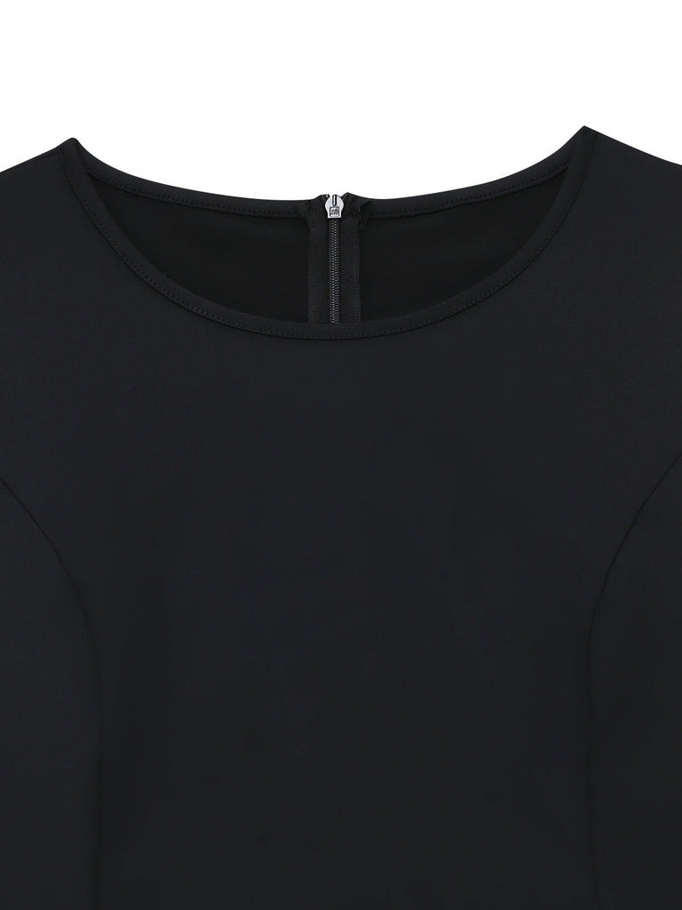 Grünes 50er Ärmelloses Swingkleid mit Farbblock und Spitze