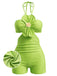 Grüner 60er Badeanzug mit Neckholder und Blumen