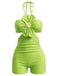 Grüner 60er Badeanzug mit Neckholder und Blumen
