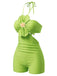 Grüner 60er Badeanzug mit Neckholder und Blumen