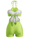 Grüner 60er Badeanzug mit Neckholder und Blumen
