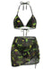 Grünes 60er Netz-Bikini-Set mit Neckholder und Totenkopf