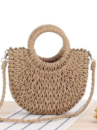 Vintage, handgefertigte, gewebte Strandtasche in Mondform