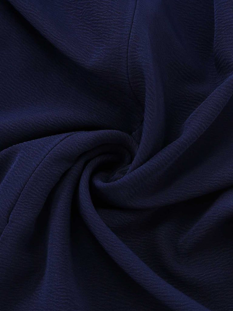 Marineblau 1980er Solide Gürtel Romper