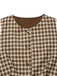 2PCS Braun 1960er Gingham Plaid Plissiertes Weste & Rock