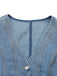 Hellblau 1970er V-Ausschnitt Denim Kurze Weste