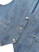 Hellblau 1970er V-Ausschnitt Denim Kurze Weste