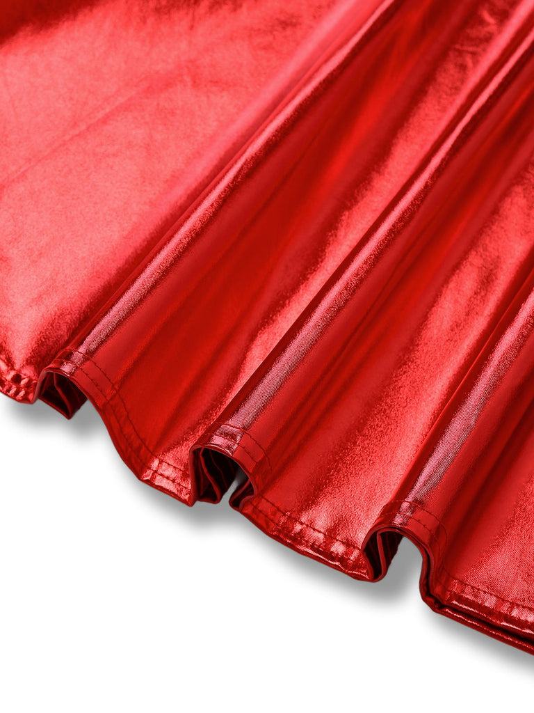 1970er Solide Disco Metallisch Plissiertes Rock