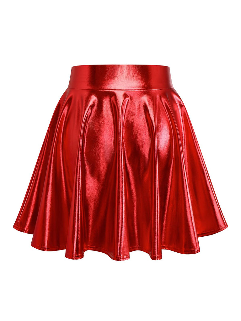 1970er Solide Disco Metallisch Plissiertes Rock