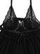 Schwarz 1960er Spitze Sheer Babydoll Dessous Set