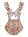 1930er Blumen Rüschen Cutout Einteiliger Badeanzug