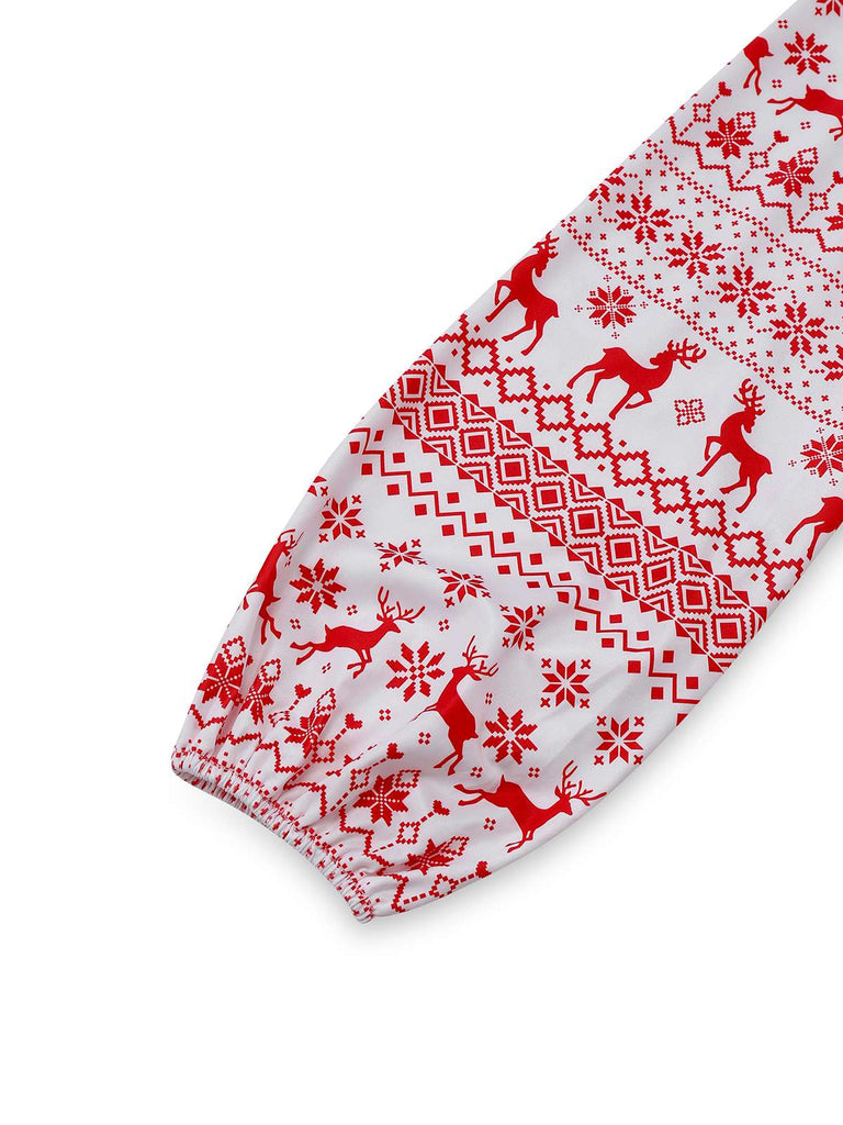 Rot 1960er Weihnachten Reindeer Schnürung Rückenfrei Kleid