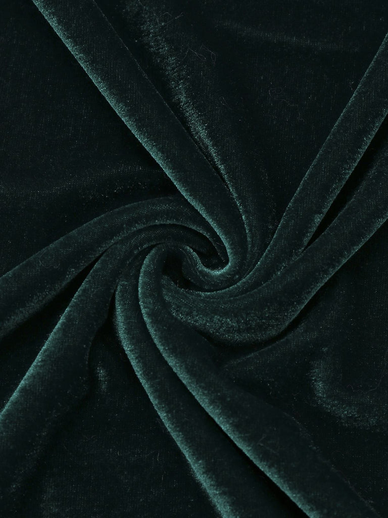 1980er Weihnachten Pelzbesatz Hooded Samt Kleid