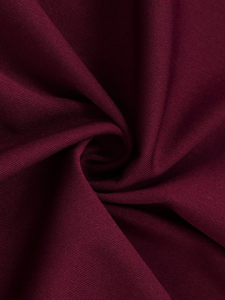 1930er Solide Schulterfrei Plissiertes Glockenärmel Kleid