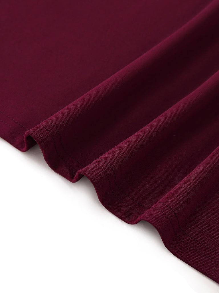 1930er Solide Schulterfrei Plissiertes Glockenärmel Kleid