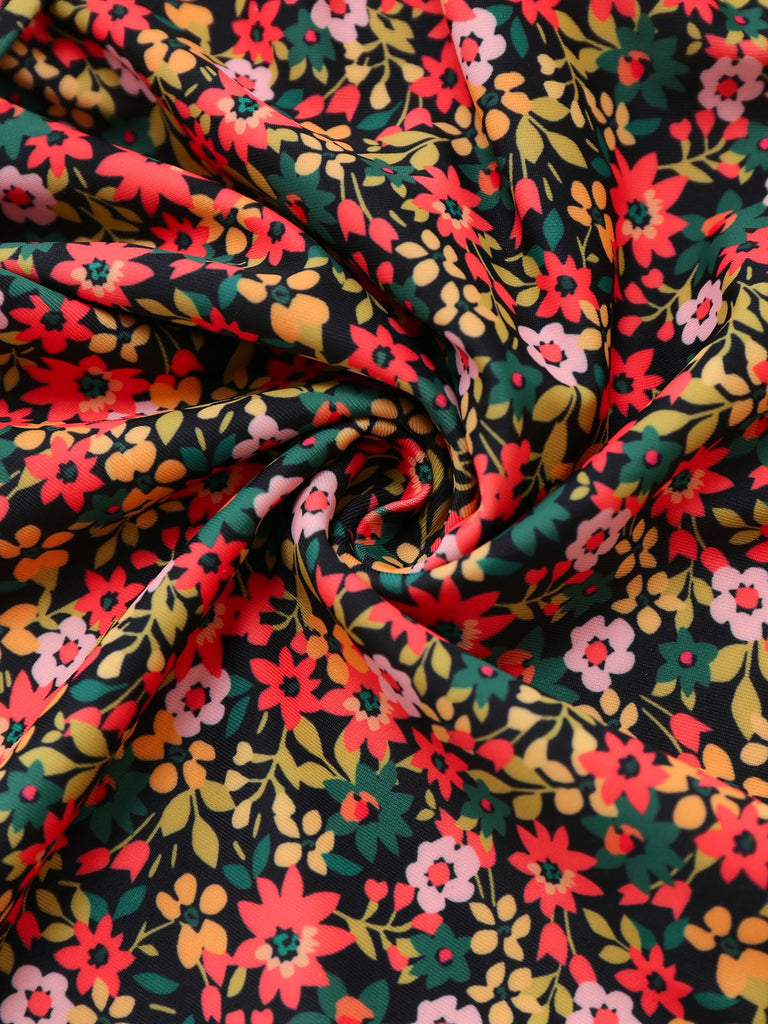 1930er Spaghetti Träger Kleine Blumen Badeanzug