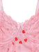 [Vorverkauf] Rosa 1980er Herz Spitze Durchsichtig Bodysuit Nachthemden
