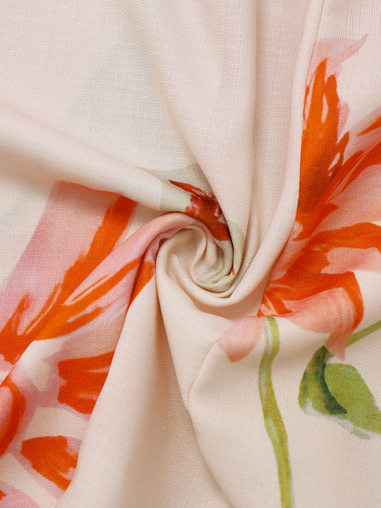 Multicolor 1940er Blumen Rückenfrei Breit-Träger Kleid