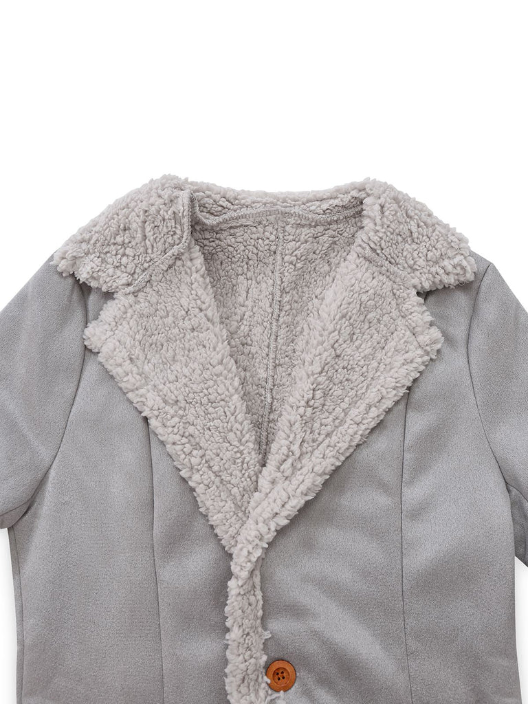 1930er Solide Revers Taste Wildleder Mittellang Mantel