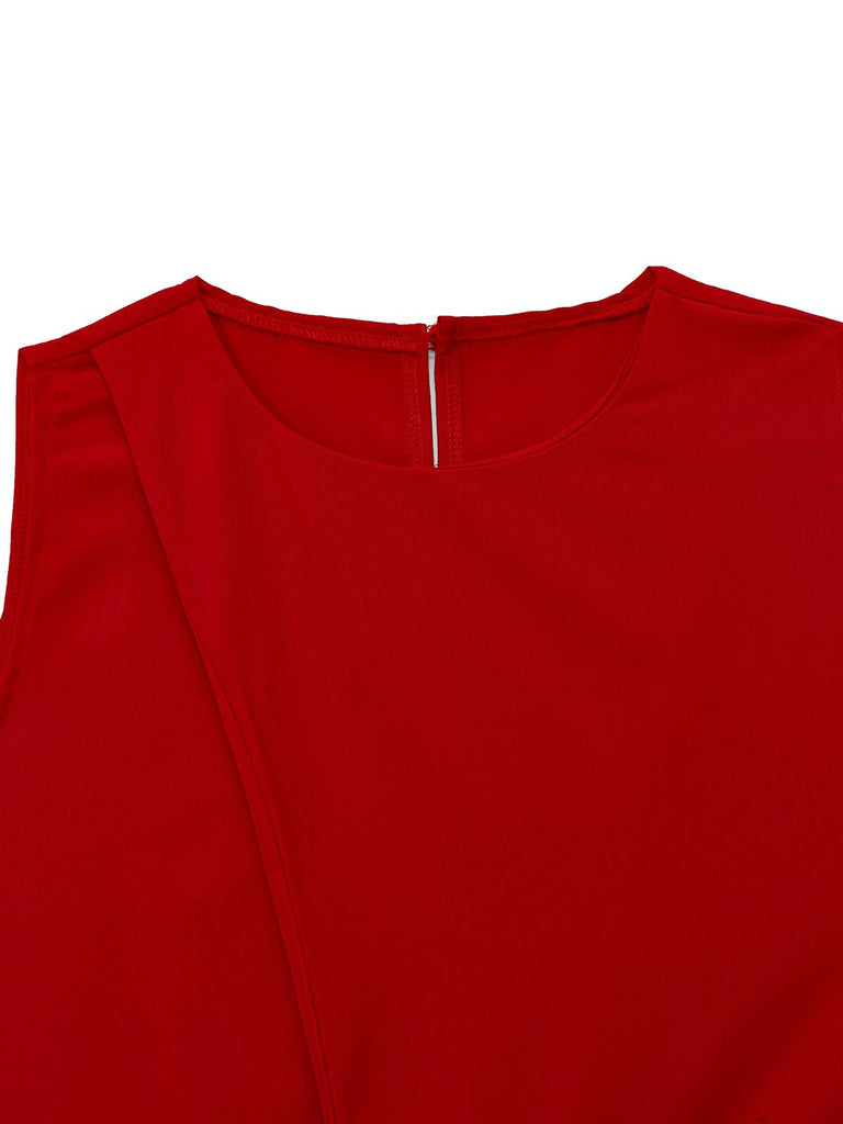 2PCS 1960er Ärmellos Weste & Gürtel Taille Hose