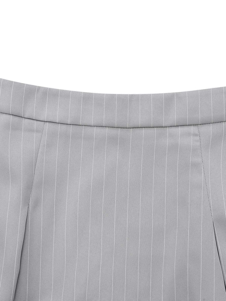 2PCS 1940er Streifen Ärmellos Weste & Midi Rock