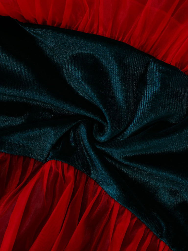 Grün 1960er Netz Bogen Weihnachten Baum Kleid