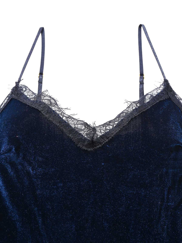 1960er Slip Samt Spitze Nachthemd