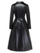Schwarzer 60er Kunstleder-Trenchcoat mit Gürtel