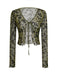 1980er Sheer Botanischer Druck Schnürung Cardigan