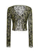 1980er Sheer Botanischer Druck Schnürung Cardigan