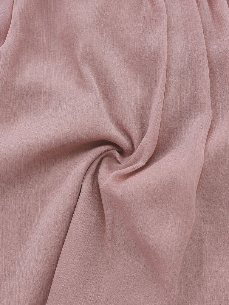 Rosa 1980er Chiffon Rüschen Hochhals Bluse