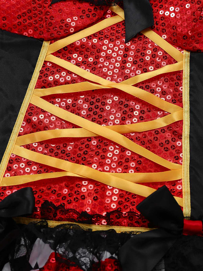 1970er Halter Halloween Queen Of Hearts Pailletten Kostüm